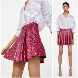NWT ZARA Sequin Pink Skirt